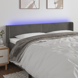 ZAGŁÓWEK DO ŁÓŻKA Z LED CIEMNOSZARY 183X16X78/88CM AKSAMIT