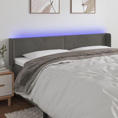 ZAGŁÓWEK DO ŁÓŻKA Z LED CIEMNOSZARY 183X16X78/88CM AKSAMIT