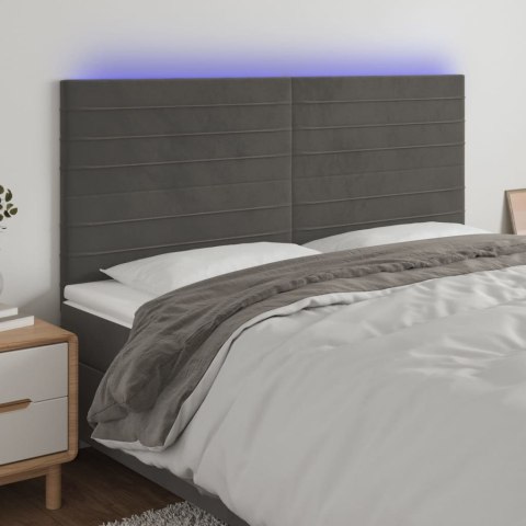 ZAGŁÓWEK DO ŁÓŻKA Z LED CIEMNOSZARY 200X5X118/128CM AKSAMIT