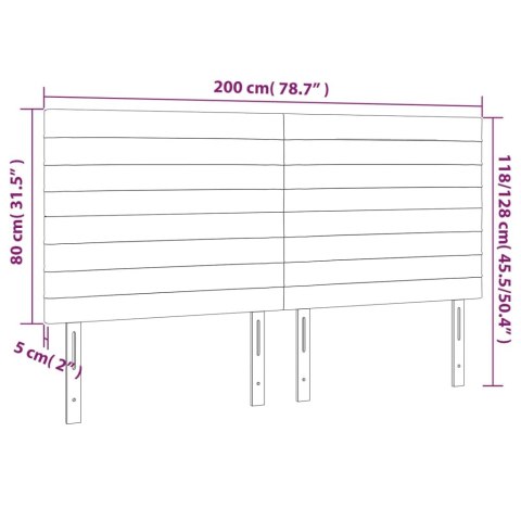 ZAGŁÓWEK DO ŁÓŻKA Z LED CIEMNOSZARY 200X5X118/128CM AKSAMIT