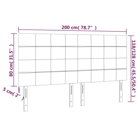ZAGŁÓWEK DO ŁÓŻKA Z LED CIEMNOSZARY 200X5X118/128CM TKANINA