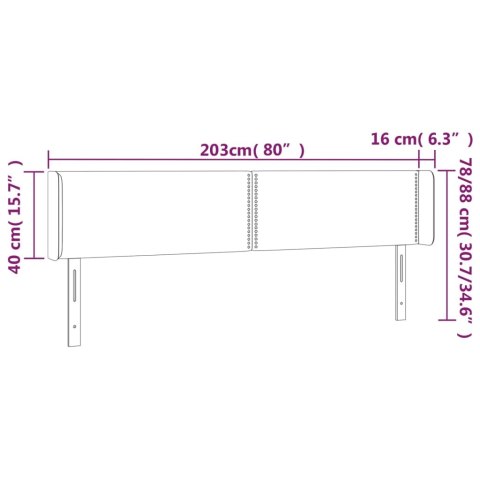 ZAGŁÓWEK DO ŁÓŻKA Z LED CIEMNOSZARY 203X16X78/88CM TKANINA