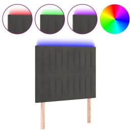 ZAGŁÓWEK DO ŁÓŻKA Z LED CIEMNOSZARY 90X5X118/128CM AKSAMIT