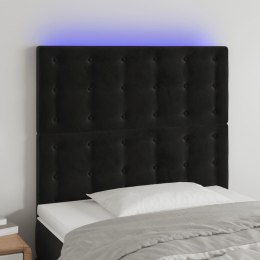 ZAGŁÓWEK DO ŁÓŻKA Z LED CZARNY 100X5X118/128CM AKSAMIT