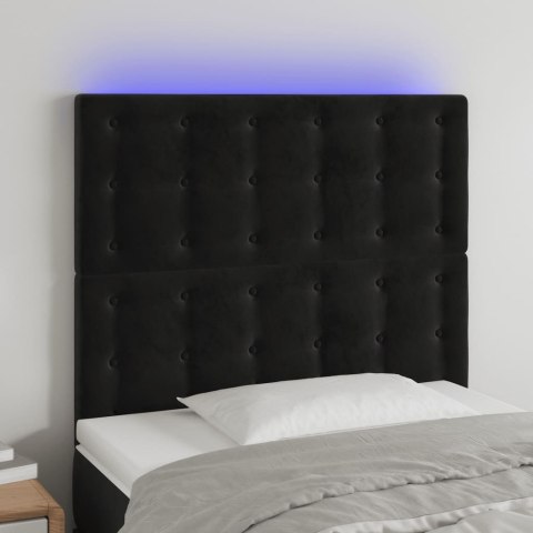 ZAGŁÓWEK DO ŁÓŻKA Z LED CZARNY 100X5X118/128CM AKSAMIT
