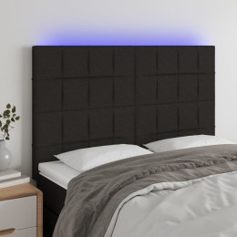 ZAGŁÓWEK DO ŁÓŻKA Z LED CZARNY 144X5X118/128CM TKANINA