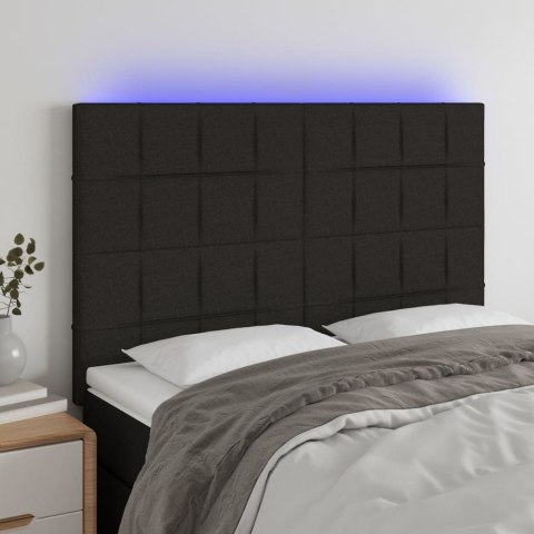 ZAGŁÓWEK DO ŁÓŻKA Z LED CZARNY 144X5X118/128CM TKANINA