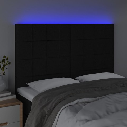 ZAGŁÓWEK DO ŁÓŻKA Z LED CZARNY 144X5X118/128CM TKANINA