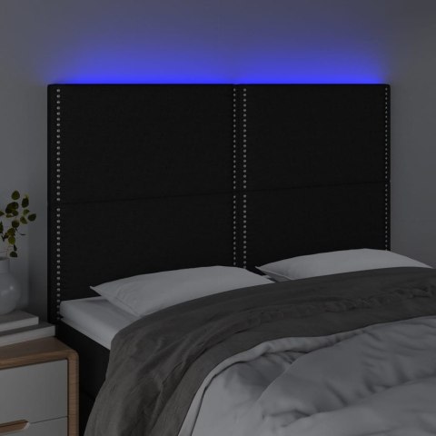 ZAGŁÓWEK DO ŁÓŻKA Z LED CZARNY 144X5X118/128CM TKANINA