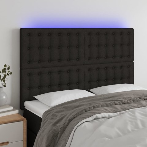 ZAGŁÓWEK DO ŁÓŻKA Z LED CZARNY 144X5X118/128CM TKANINA