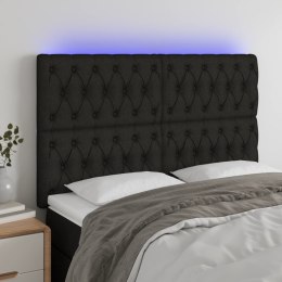 ZAGŁÓWEK DO ŁÓŻKA Z LED CZARNY 144X7X118/128CM TKANINA