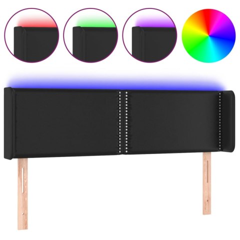 ZAGŁÓWEK DO ŁÓŻKA Z LED CZARNY 147X16X78/88CM SZTUCZNA SKÓRA