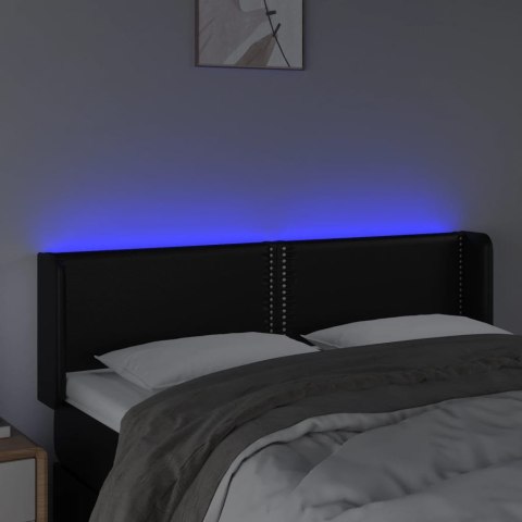 ZAGŁÓWEK DO ŁÓŻKA Z LED CZARNY 147X16X78/88CM SZTUCZNA SKÓRA