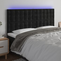 ZAGŁÓWEK DO ŁÓŻKA Z LED CZARNY 160X5X118/128CM AKSAMIT