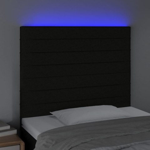 ZAGŁÓWEK DO ŁÓŻKA Z LED CZARNY 80X5X118/128CM TKANINA