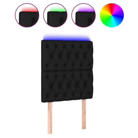 ZAGŁÓWEK DO ŁÓŻKA Z LED CZARNY 80X7X118/128CM TKANINA