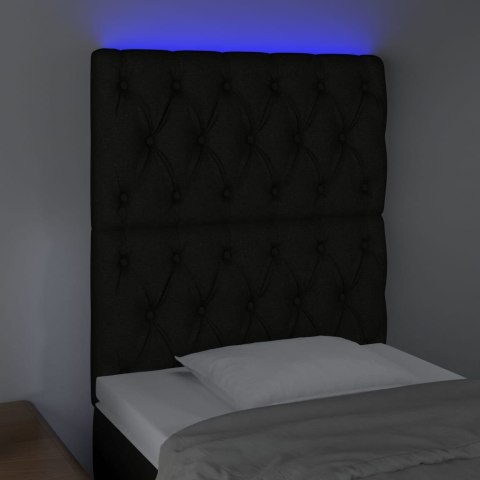 ZAGŁÓWEK DO ŁÓŻKA Z LED CZARNY 80X7X118/128CM TKANINA
