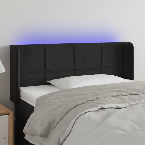 ZAGŁÓWEK DO ŁÓŻKA Z LED CZARNY 83X16X78/88CM AKSAMIT