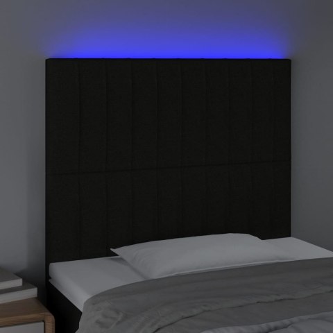 ZAGŁÓWEK DO ŁÓŻKA Z LED CZARNY 90X5X118/128CM TKANINA