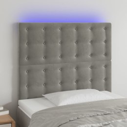 ZAGŁÓWEK DO ŁÓŻKA Z LED JASNOSZARY 100X5X118/128CM AKSAMIT