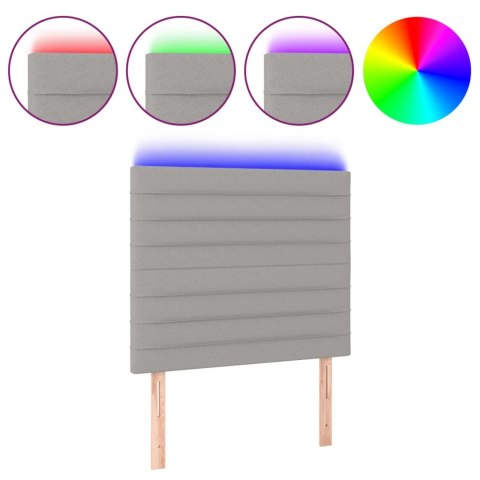 ZAGŁÓWEK DO ŁÓŻKA Z LED JASNOSZARY 100X5X118/128CM TKANINA