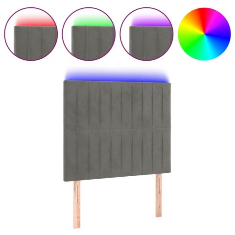 ZAGŁÓWEK DO ŁÓŻKA Z LED JASNOSZARY 80X5X118/128CM AKSAMIT