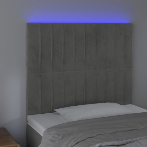 ZAGŁÓWEK DO ŁÓŻKA Z LED JASNOSZARY 80X5X118/128CM AKSAMIT