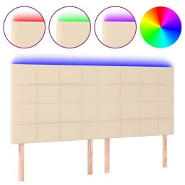 ZAGŁÓWEK DO ŁÓŻKA Z LED KREMOWY 200X5X118/128CM TKANINA