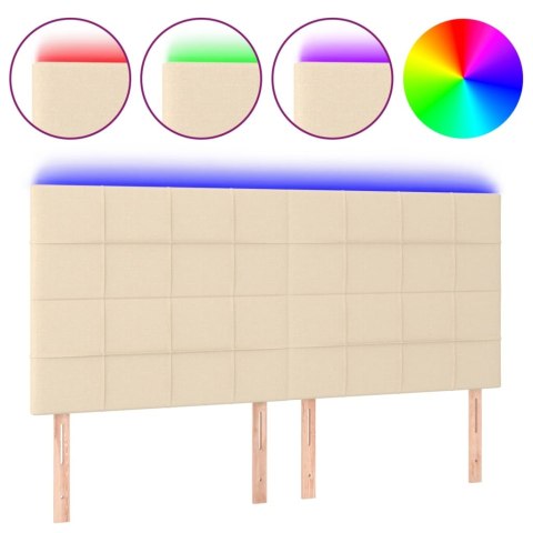 ZAGŁÓWEK DO ŁÓŻKA Z LED KREMOWY 200X5X118/128CM TKANINA