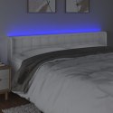 ZAGŁÓWEK DO ŁÓŻKA Z LED BIAŁY 203X16X78/88CM SZTUCZNA SKÓRA