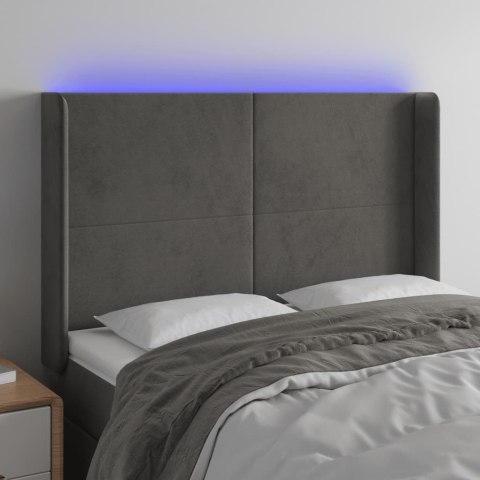 ZAGŁÓWEK DO ŁÓŻKA Z LED CIEMNOSZARY 147X16X118/128CM AKSAMIT
