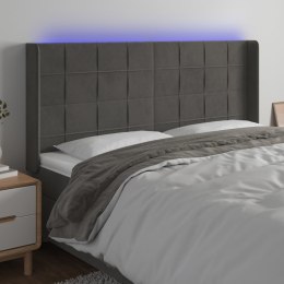ZAGŁÓWEK DO ŁÓŻKA Z LED CIEMNOSZARY 183X16X118/128CM AKSAMIT
