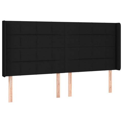 ZAGŁÓWEK DO ŁÓŻKA Z LED CZARNY 183X16X118/128CM TKANINA