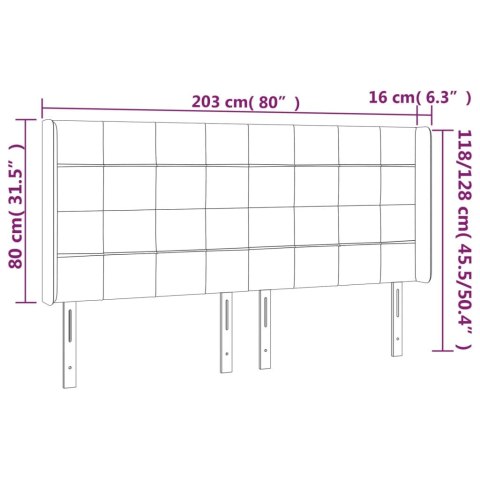 ZAGŁÓWEK DO ŁÓŻKA Z LED CZARNY 203X16X118/128CM TKANINA