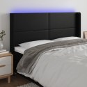 ZAGŁÓWEK DO ŁÓŻKA Z LED CZARNY 203X16X118/128CM SZTUCZNA SKÓRA