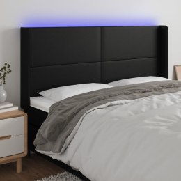 ZAGŁÓWEK DO ŁÓŻKA Z LED CZARNY 203X16X118/128CM SZTUCZNA SKÓRA
