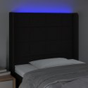 ZAGŁÓWEK DO ŁÓŻKA Z LED CZARNY 83X16X118/128CM TKANINA
