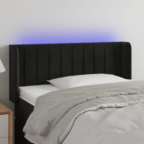 ZAGŁÓWEK DO ŁÓŻKA Z LED CZARNY 83X16X78/88CM AKSAMIT