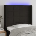 ZAGŁÓWEK DO ŁÓŻKA Z LED CZARNY 93X16X118/128CM TKANINA