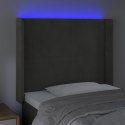 ZAGŁÓWEK DO ŁÓŻKA Z LED JASNOSZARY 103X16X118/128CM AKSAMIT