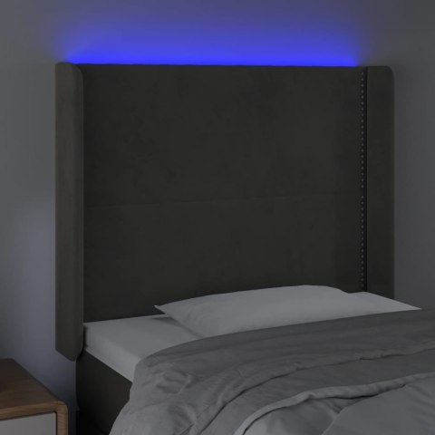 ZAGŁÓWEK DO ŁÓŻKA Z LED JASNOSZARY 103X16X118/128CM AKSAMIT