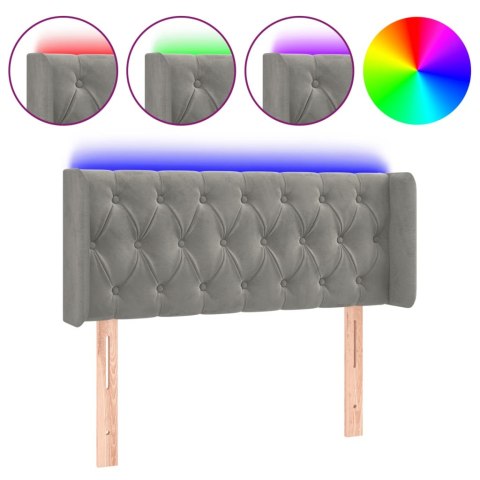 ZAGŁÓWEK DO ŁÓŻKA Z LED JASNOSZARY 103X16X78/88CM AKSAMIT