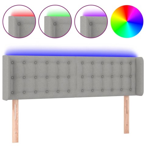 ZAGŁÓWEK DO ŁÓŻKA Z LED JASNOSZARY 147X16X78/88CM TKANINA