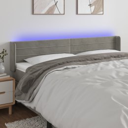 ZAGŁÓWEK DO ŁÓŻKA Z LED JASNOSZARY 183X16X78/88CM AKSAMIT