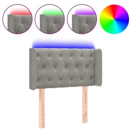 ZAGŁÓWEK DO ŁÓŻKA Z LED JASNOSZARY 83X16X78/88CM AKSAMIT