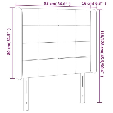 ZAGŁÓWEK DO ŁÓŻKA Z LED JASNOSZARY 93X16X118/128CM TKANINA