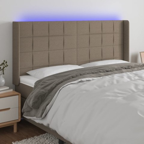 ZAGŁÓWEK DO ŁÓŻKA Z LED TAUPE 183X16X118/128CM TKANINA