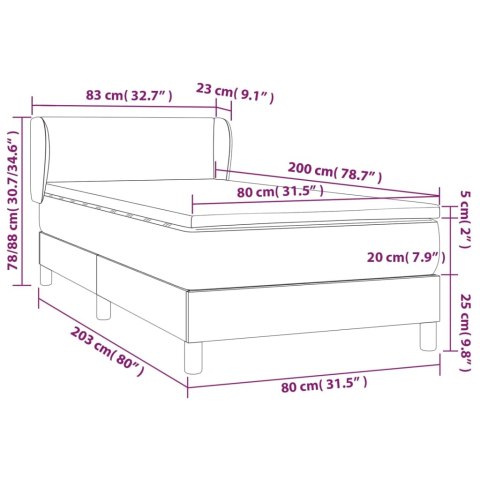 ŁÓŻKO KONTYNENTALNE Z MATERACEM CIEMNOSZARA TKANINA 80X200CM