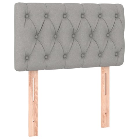 ŁÓŻKO KONTYNENTALNE Z MATERACEM JASNOSZARE TKANINA 80X200CM