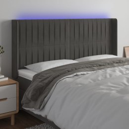 ZAGŁÓWEK DO ŁÓŻKA Z LED CIEMNOSZARY 163X16X118/128CM AKSAMIT